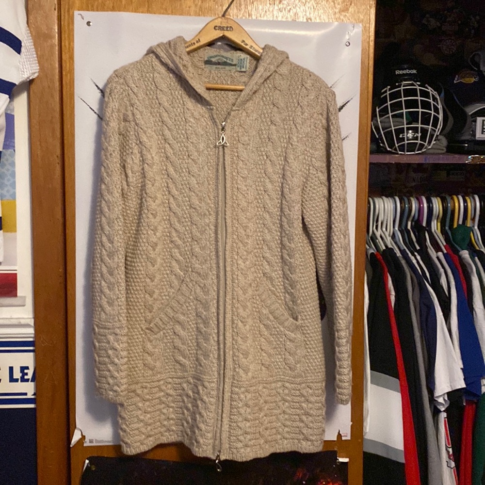 Women’s Zip Up Wool Sweater Size Small Made in Ireland